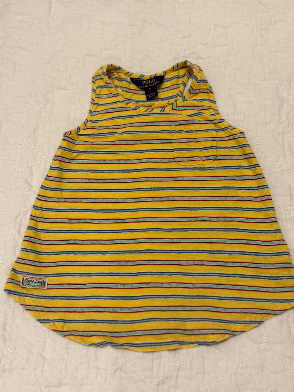 Polo by Ralph Lauren Yellow Striped Kids Tank with Pocket